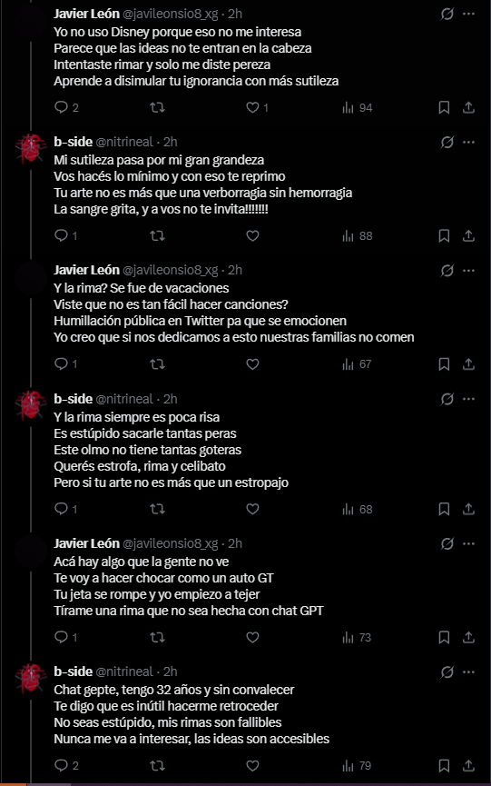 d4muchi's tweet photo. estaban discutiendo sobre rap y empezaron a discutir rapeando kjjj que genios de mierda https://t.co/f8nYkAXai9