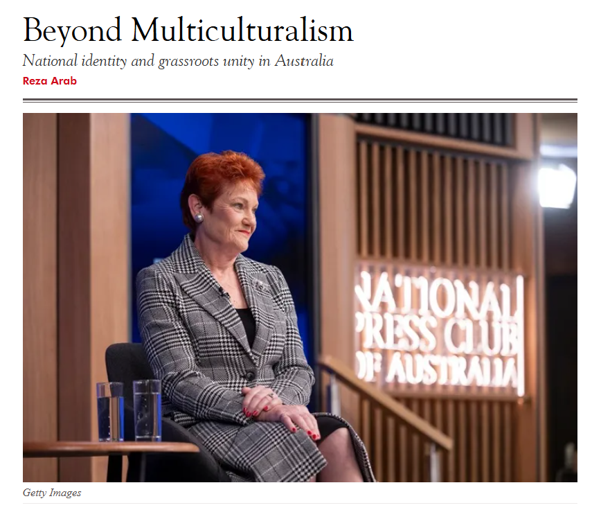SpectatorOz's tweet photo. Pauline Hanson's claim at the National Press Club that Australia 'ought to be monocultural' is, in a sense, both right and wrong.

It captures a genuine frustration with the shortcomings of institutional multiculturalism, yet it rests on an untenable vision of what culture is and how nations function.

Article | https://t.co/vN2E3bErUw