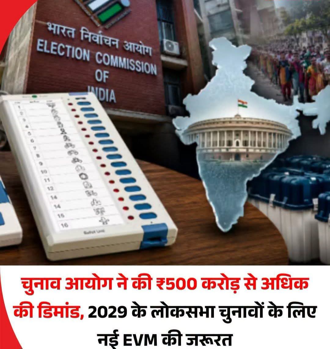 Nidesh423's tweet photo. भारत में परिसीमन की अटकलों के बीच चुनाव आयोग की ओर से बड़े पैमाने पर इलेक्ट्रॉनिक वोटिंग मशीन (ईवीएम) खरीदने की तैयारी शुरू करने की जानकारी है। रिपोर्ट है कि 2029 के लोकसभा चुनावों के लिए चुनाव आयोग ने सरकार से 500 करोड़ रुपये से ज्यादा की रकम मांगी है, ताकि नई ईवीएम भी खरीदी जा सके और मौजूदा मशीनों में से कुछ को अपग्रेड भी किया जा सके।

 2024 के लोकसभा चुनावों के मुकाबले 2029 में मतदान केंद्रों की संख्या में 46% की संभावित बढ़ोतरी 🧐

#EVM #ElectionCommission #ECI #LokSabhaElection2029