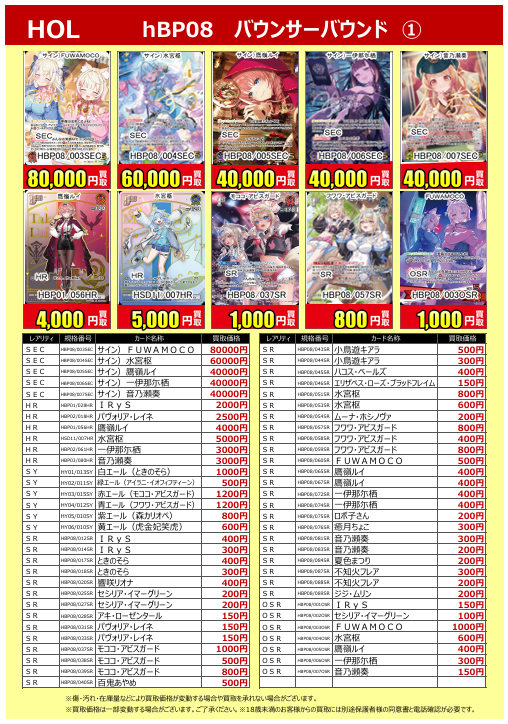 買取価格更新！】 #ホロライブ #バウンサーバウンド 買取告知を更新