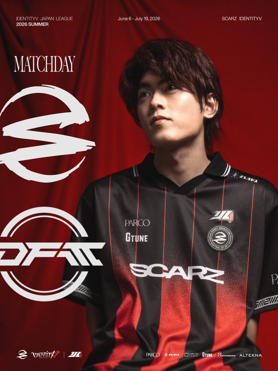SCARZ_IDV's tweet photo. ❤️‍🔥SCARZ #IdentityV  
『IdentityV Japan League 2026 Summer』
Week3 Day1

vs DFM
⏰ 16:00-
📺 https://t.co/a6zU50dhhi

焦点はグループ上位へ

 #SZWIN #2026夏季IJL https://t.co/b9zndOB6iR
