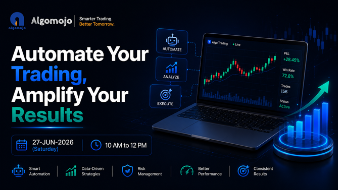 algomojo's tweet photo. 📈Still placing trades manually while the market moves in milliseconds?

It’s time to upgrade your trading game.

🎯Automate Your Trading, Amplify Your Results

📅27-JUN-2026 (Saturday)⏰10 AM – 12 PM

https://t.co/HwmGS2l9Fz https://t.co/TcfFkZZAnc