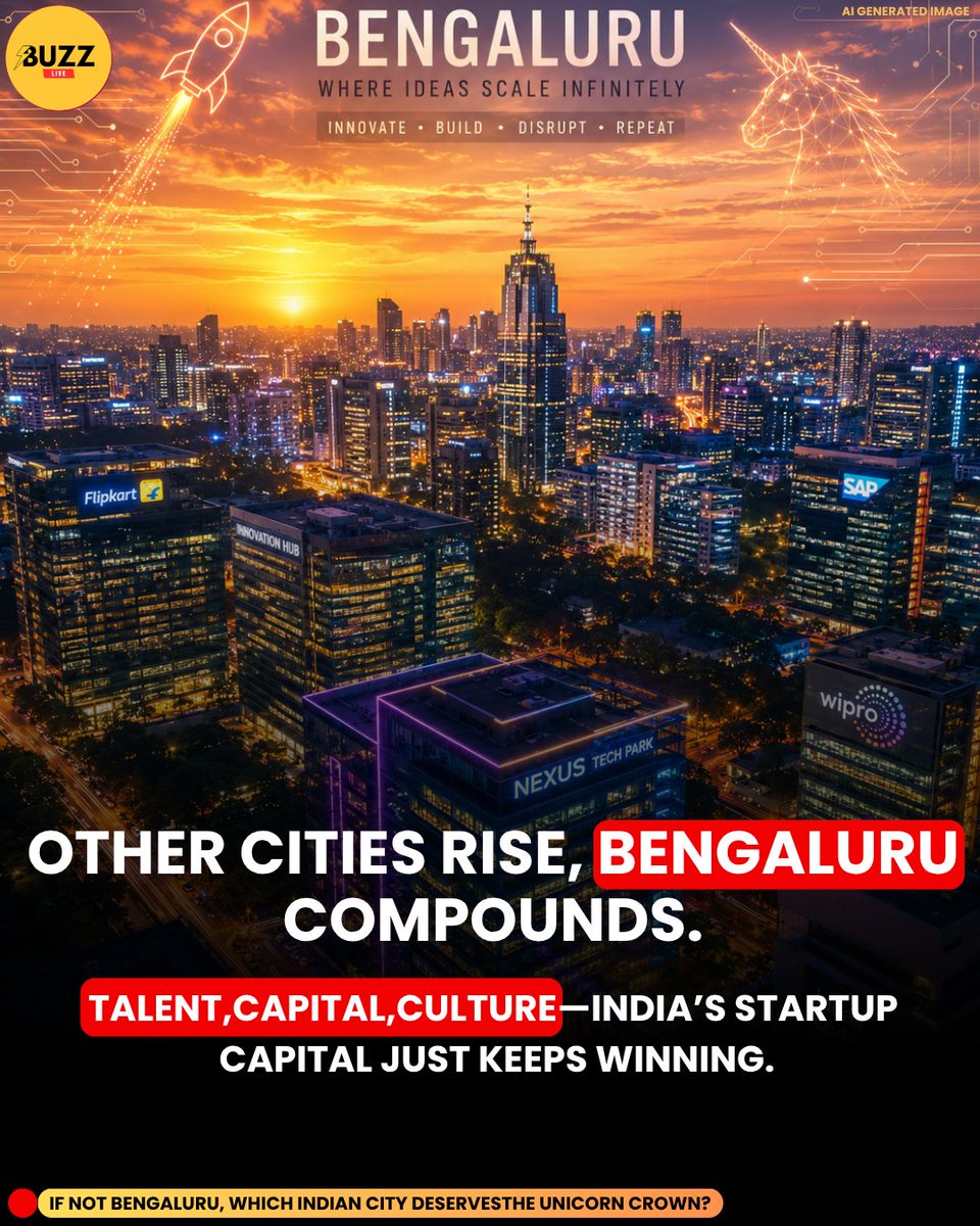 BuzzLive26's tweet photo. Talent that rivals the Valley.
Capital that no longer needs a US visa.
Culture that celebrates the builder, not just the built.

Bengaluru isn't catching up to the world.

The world is catching up to Bengaluru. 🚀🇮🇳
#StartupIndia #Bengaluru #IndianTech #BuildInIndia #IndiaRising https://t.co/iNyaotBhoo