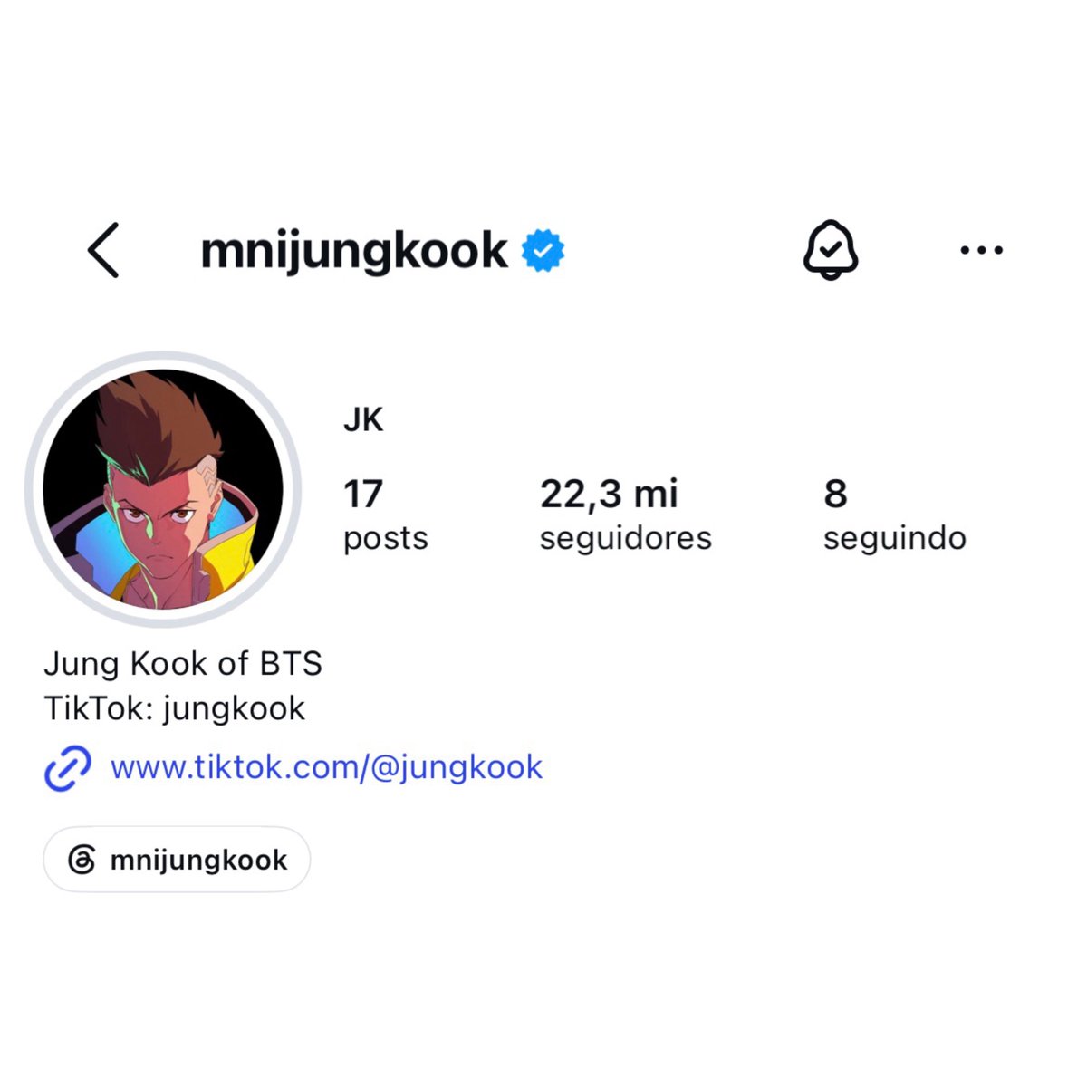 JeonJungkook_BR's tweet photo. DAVIIIID! Jungkook atualizou a sua foto de perfil no Instagram para uma imagem do David, personagem principal da 1ª temporada de Cyberpunk: Edgerunners 🥹🤧 https://t.co/xkWMrf3Alf