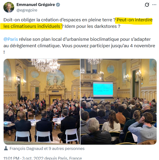 mtwit75's tweet photo. En 2022, Emmanuel Grégoire s'interrogeait sur la possibilité d'interdire les climatiseurs individuels
En 2026, il achète en urgence 1200 climatiseurs mobiles pour les écoles parisiennes https://t.co/Wekc5T9ibj