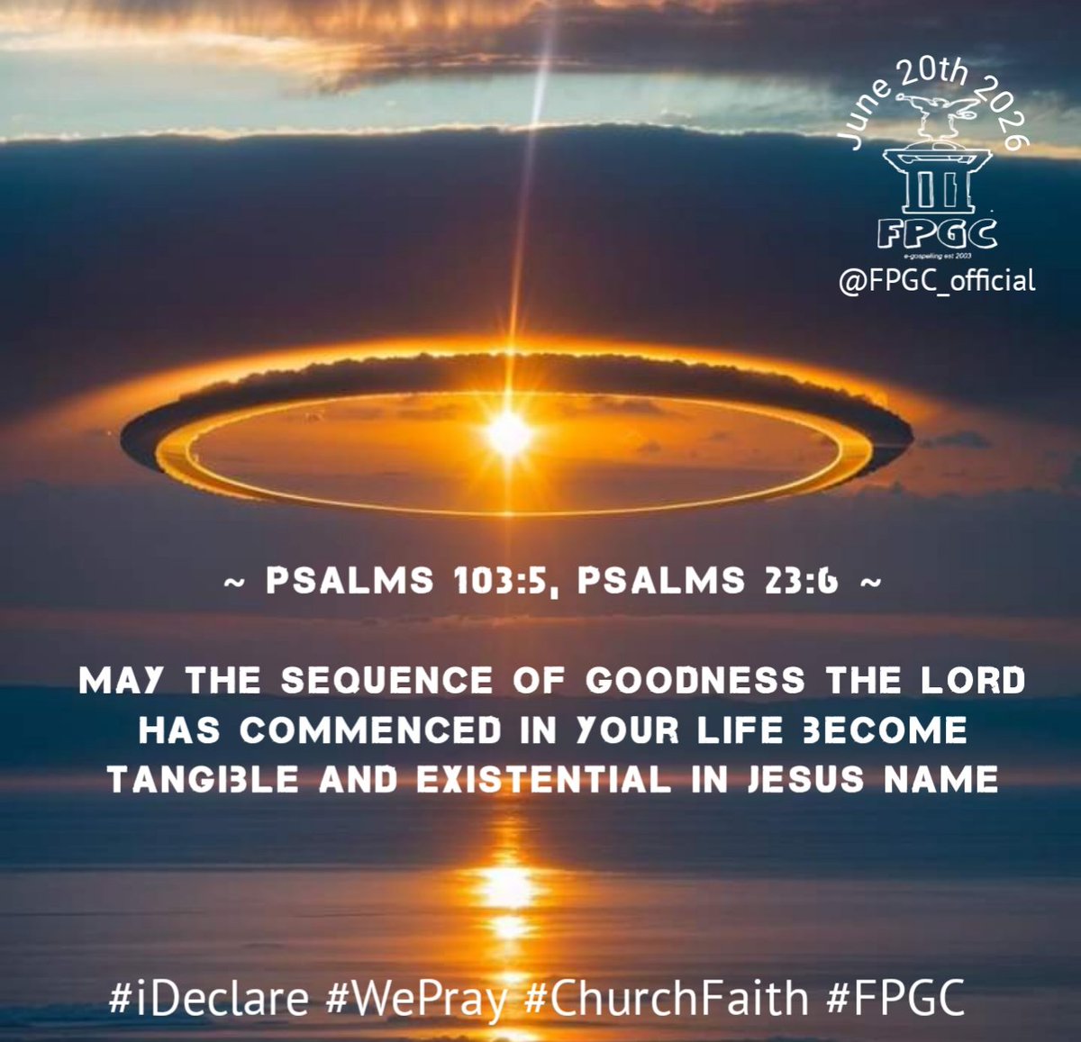 FPGC_official's tweet photo. “Who satisfieth thy mouth with good things; so that thy youth is renewed like the eagle's.”
  — Psalms 103:5 (KJV) https://t.co/ne8BvRdOvM