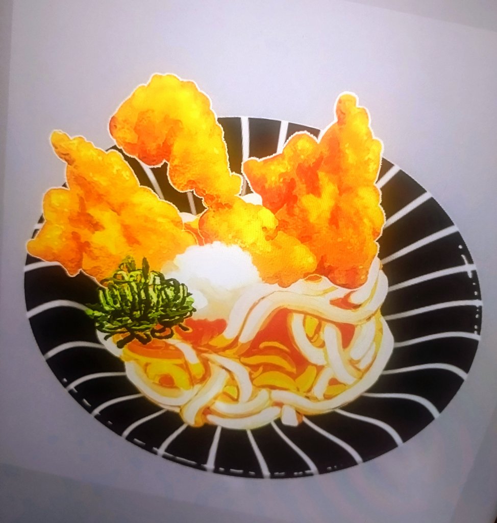 mokichir1's tweet photo. #イラスト　#食べ物イラスト　
きょうは　とり天うどんを　かいて　遊びました！
とり天３つ　のせたら　無敵状態に　なりました！ https://t.co/4HdvlMkl3h