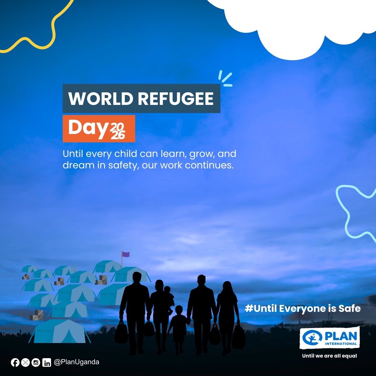 PlanUganda's tweet photo. Safety is more than protection from harm, it is access to education, clean water, healthcare, and the opportunity to dream.

Together with refugees in 8 settlements across Uganda, we are helping create safe spaces where girls in crisis can recover, learn, and grow despite the challenges of displacement.

This #WorldRefugeeDay, we celebrate the resilience of girls and continue working towards a world where every child feels safe and supported.

https://t.co/fufc7sswIq

#UntilEveryoneIsSafe #WorldRefugeeDay #UntilWeAreAllEqual