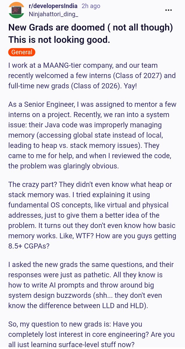coolcoder56's tweet photo. Advice to all the juniors: Please learn about cs concepts like OS, networking and DBMS

Start and develop a habit of reading articles. Writing prompts is good but learning cs fundamentals are essential https://t.co/Fx93PeOxaX
