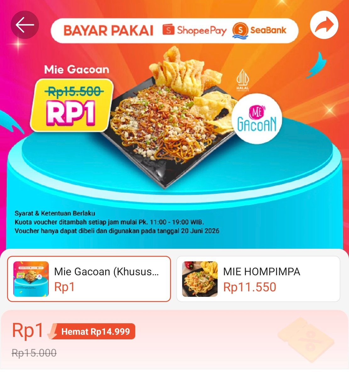 kimmyexp's tweet photo. DEALS GACOAN RP 1 ⏱️JAM 17:00
(kadang delay on bbrpa detik)

📍Berlaku hanya hari ini 
📍jatah cuma 1x sehari
📍delivery only

klik jam 17 pas nanti👇🏻
https://t.co/r6MdN9Tyll
(pulau jawa, sulawesi, kalimantan)

sumatra & nusra 👇🏻
https://t.co/ZssD6iA4QT

‼️BISA COMBO GACOAN 5RB + VOC SFOOD LAIN‼️

📍bisa delay ON ga 00 teng