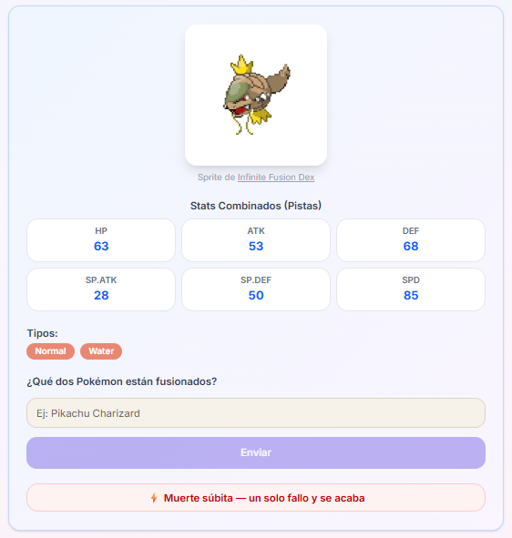 PokeRiddle_'s tweet photo. 🧬 PokéFusion

Ves dos Pokémon fusionados y tienes que adivinar cuáles son. Algunas combinaciones son... raras.

🔗 https://t.co/gQQ1iMbROi https://t.co/3blg0ZYQyD