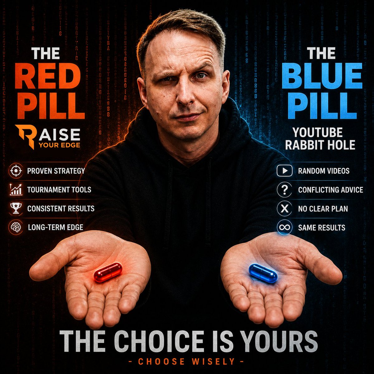 raiseyouredge's tweet photo. You take the red pill … and discover how deep the edge goes. https://t.co/ZWkEkxRpLd