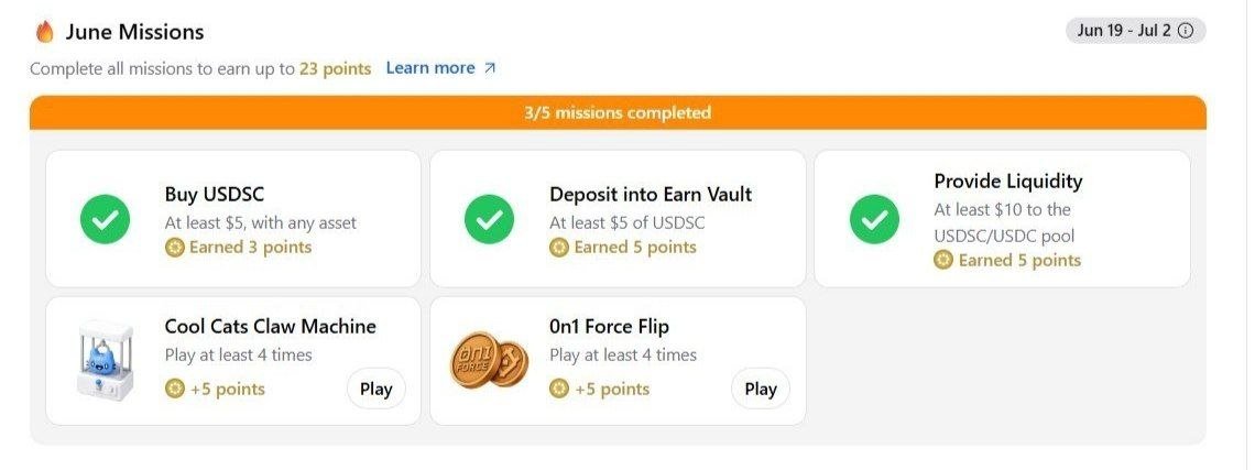 airdrop_testing's tweet photo. Update Startale, earn up to 23 STARs by completing on-chain activities.

➡️ Go to: https://t.co/8Wtspkyhnf
➖ Swap $5 with USDSC
➖ Deposit $5 into Earn Vault
➖ Add liquidity $10 to USDSC/USDC Pool
➖ Play Cool Cats Claw Machine 4x 
➖ Play 0n1 Force Flip Game 4x https://t.co/9UKabeHkpx