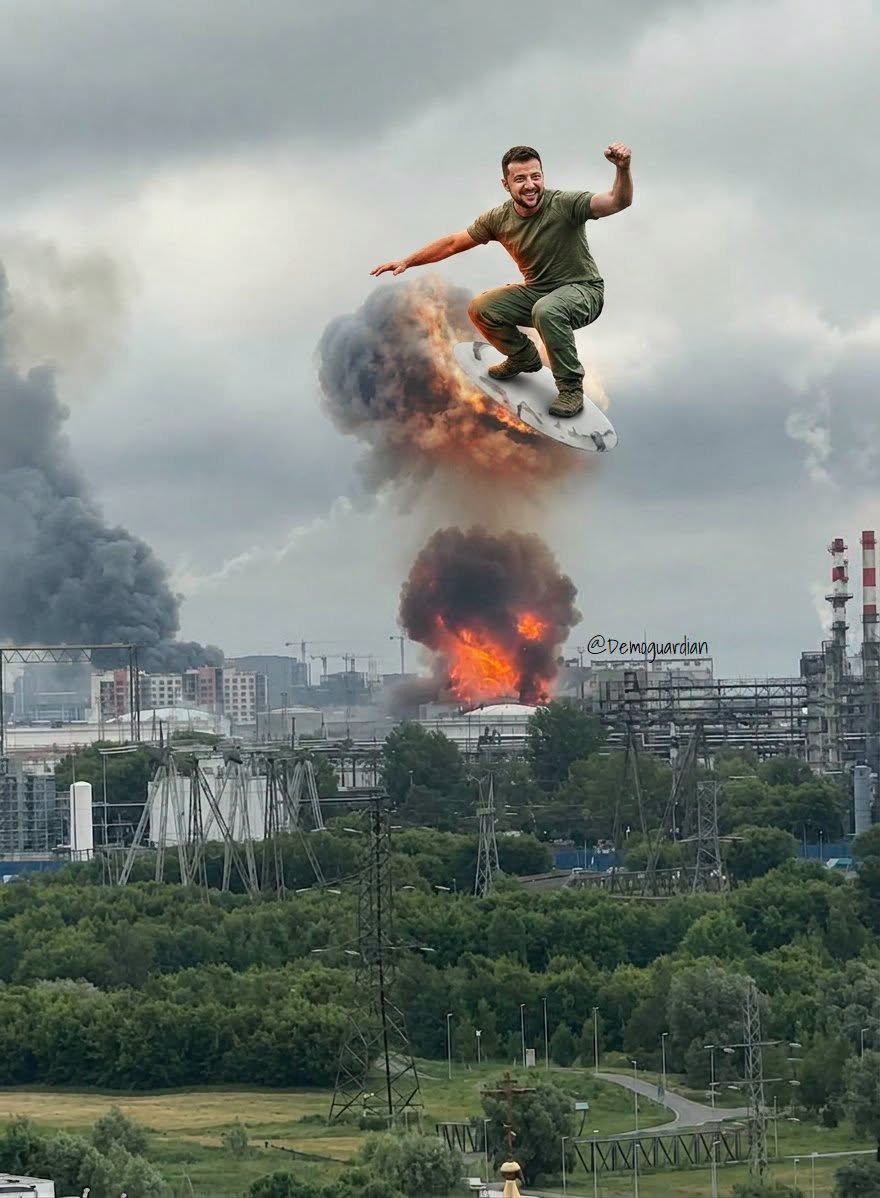 PropastopRus's tweet photo. После удара беспилотников по объекту нефтяной инфраструктуры в Москве интернет зажил собственной жизнью.

На опубликованных кадрах внимание многих привлекла неожиданная деталь. На фоне гигантского огненного шара и столба дыма в воздух взлетела крупная круглая металлическая конструкция, больше напоминавшая летающую тарелку, чем часть промышленного объекта. Этого оказалось достаточно. Уже через несколько часов вокруг неё возник целый мир мемов.
