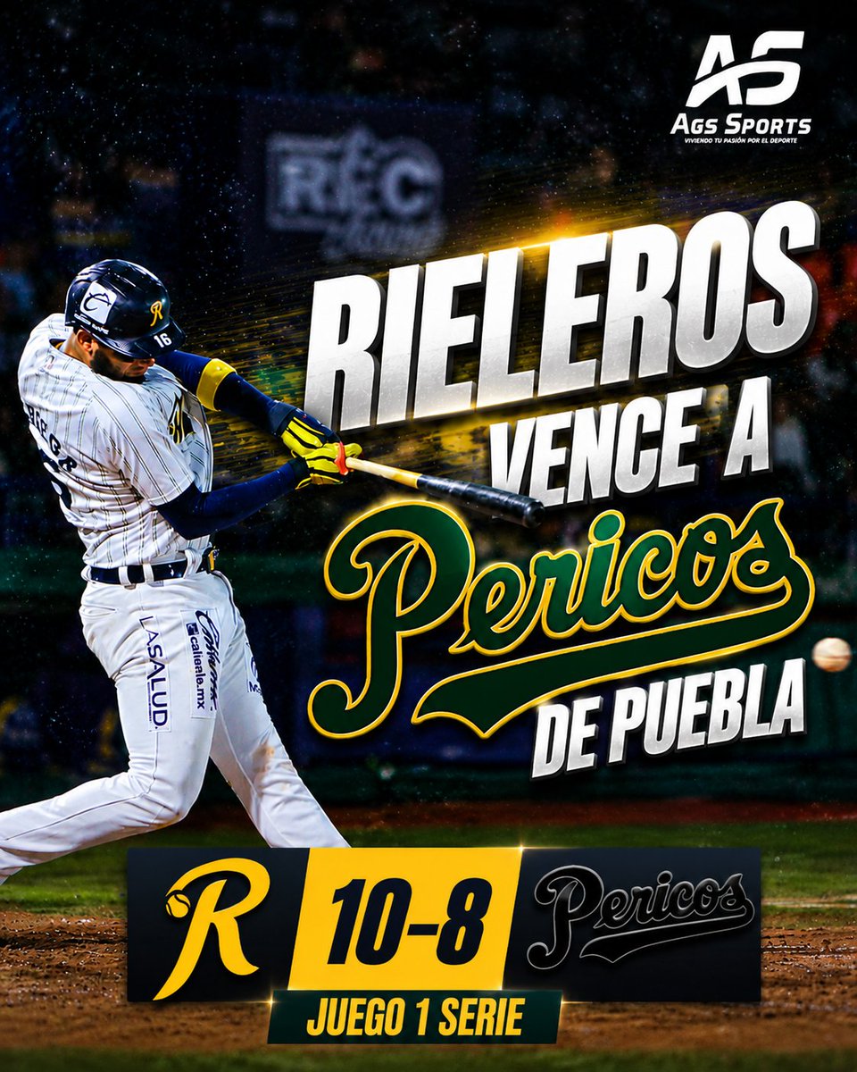 AgsSport's tweet photo. @RielerosDeAgs  de Aguascalientes derrota 10-8 a Pericos de Puebla en el Romo Chávez. Un HR de José Rondón en la 5ta y un relevo apremiante de Cam Robinson en la 9na frenaron un rally tardío de la visita.

La ofensiva respondió, pero el relevo intermedio dejó dudas al permitir 4 carreras en el último episodio. ¿Es preocupante la vulnerabilidad del bullpen para el resto de la serie, o el bateo oportuno compensará el riesgo? Los leo abajo. 👇
#Aguascalientes #LMB