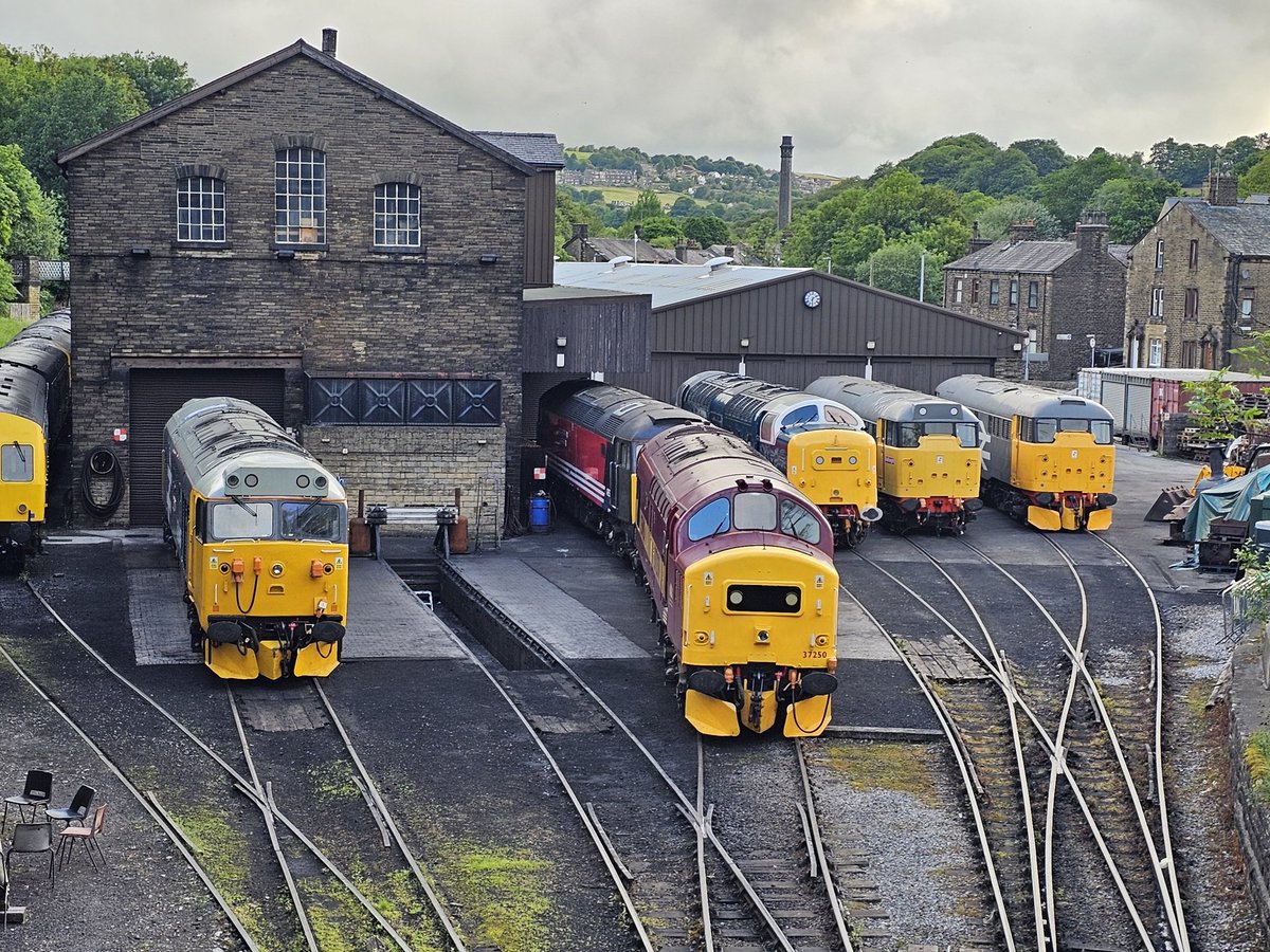 Harrod15S's tweet photo. And so day 3 of the #KWVR gala begins....
Haworth yard first thing this morning 😍😍😍😍😍😍😍
#trains #class50 #class37 #class31 #class47 #class55 #Haworth https://t.co/CM8oPHepyS
