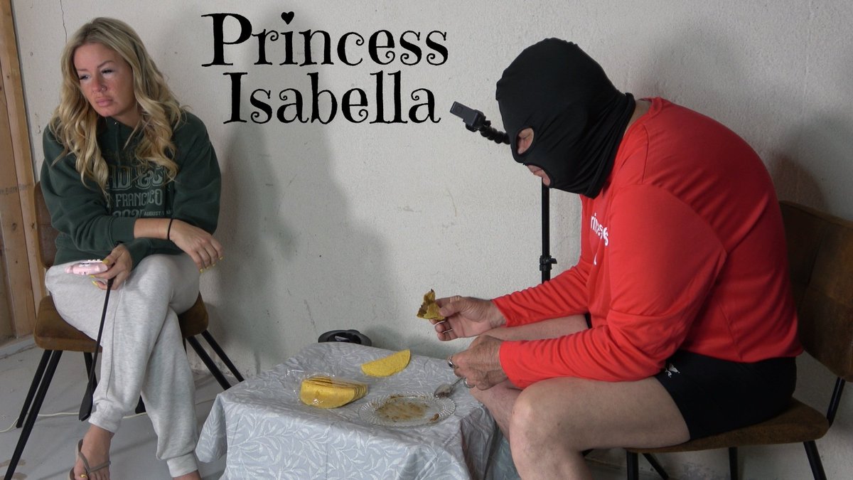 Shitlock_H's tweet photo. It's Taco Tuesday, and aptly I am to be trained with Princess Isabella's shit tacos. 

The Princess took an incredibly beautiful creamy dump on a plate in front of the camera. To say that my mouth watered uncontrollably is an understatement. Her Majesty then instructed me to make tacos with Her luscious shit. Using a spoon, I packed two hard taco shells full of protein goodness still warm from Princess Isabella's most perfect ass.

The Princess then holding up the riding crop, started the timer, and once again I was racing against time to eat Princess Isabella's shit. 

I started chomping down on those delicious Princess Isabella shit tacos like there was no tomorrow, yet the seconds kept ticking. 

Her Majesty relentlessly tell me to chew and swallow, chew an swallow, peppered with verbal abuse and degradation which kept me chewing.

The first minute mark came and passed as I was still not even half way through Princess Isabella's first shit taco.

Feeling like an utter loser, a complete disappointing failure did not help chewing the hard shell shit taco. I finally finished the first taco, and immediately started biting into the second Princess Isabella shit taco. 

These tacos as good and tasty as they were, the hard shell made them chewy, and I don't like to make excuses but Princess Isabella's divine shit got stuck to my gums, and the roof of my mouth, so it was challenging only because I was being timed and under strict expectations.

Needless to say Princess Isabella was very unhappy and disappointed with my nearly 5 minutes eating time performance. The miserable failure initiated some hard hits from the riding crop. I truly deserved the beating.

All the reason for me to take my training more seriously and keep practicing. 

Videos

@QueenIzzyfeet
@PrincessIzzyftt
@GoddessIzzy290