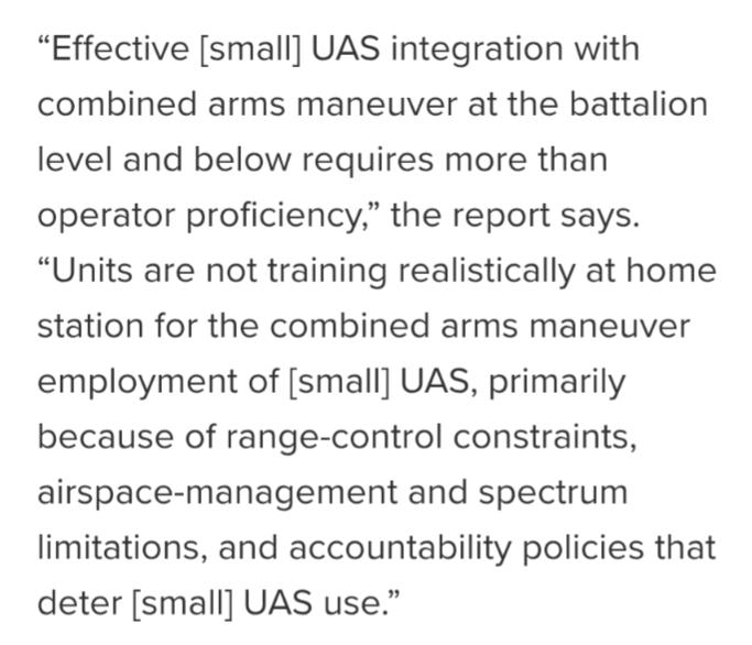 VorgBeob's tweet photo. “Effective [small] UAS integration with combined arms maneuver at the battalion level and below requires more than operator proficiency"

https://t.co/8eOPKcSXbn

Deckt sich mit den bereits bekannten Erkenntnissen aus #freedomshield.

Es fehlt weiterhin an einem echten Plan. https://t.co/3PyLJMzpOg