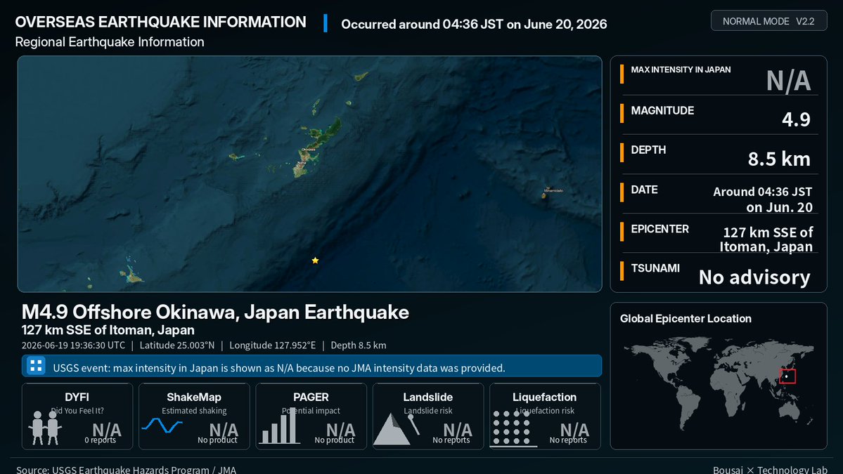 なみなみ様確認用 English post: [Overseas Earthquake Information] At around 04:36