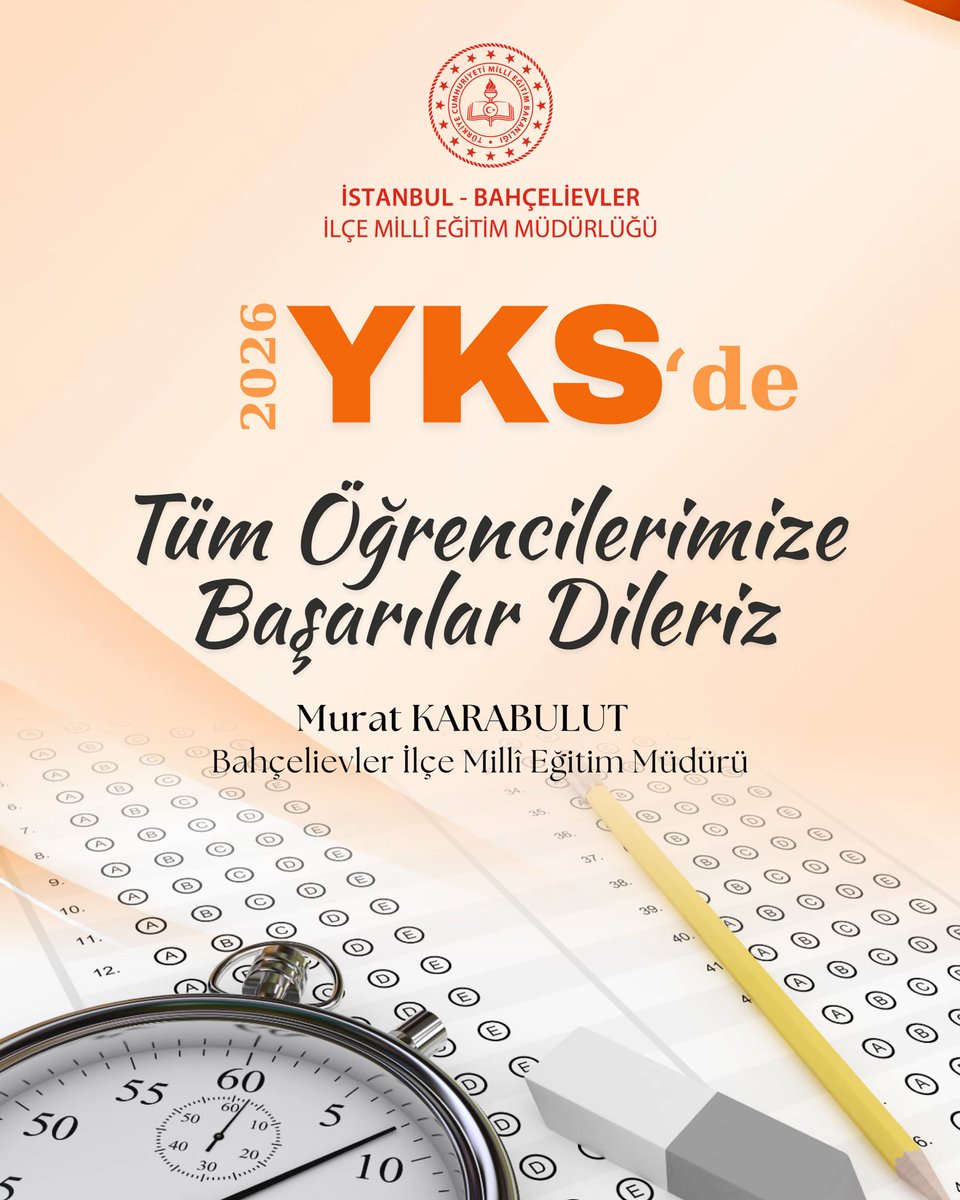 bahcelievlermem's tweet photo. Sevgili Gençler,

Yükseköğretim Kurumları Sınavı’nda (YKS) heyecanınızı yürekten paylaşıyor, tüm öğrencilerimize zihin açıklığı ve başarılar diliyoruz.

✨ Ektiğiniz tohumların en güzel çiçeklere dönüşmesi dileğiyle... 
Yolunuz açık, başarılarınız daim olsun!

@tcmeb @Yusuf__Tekin 
@istanbulilmem @MucahitYentur @muradserif