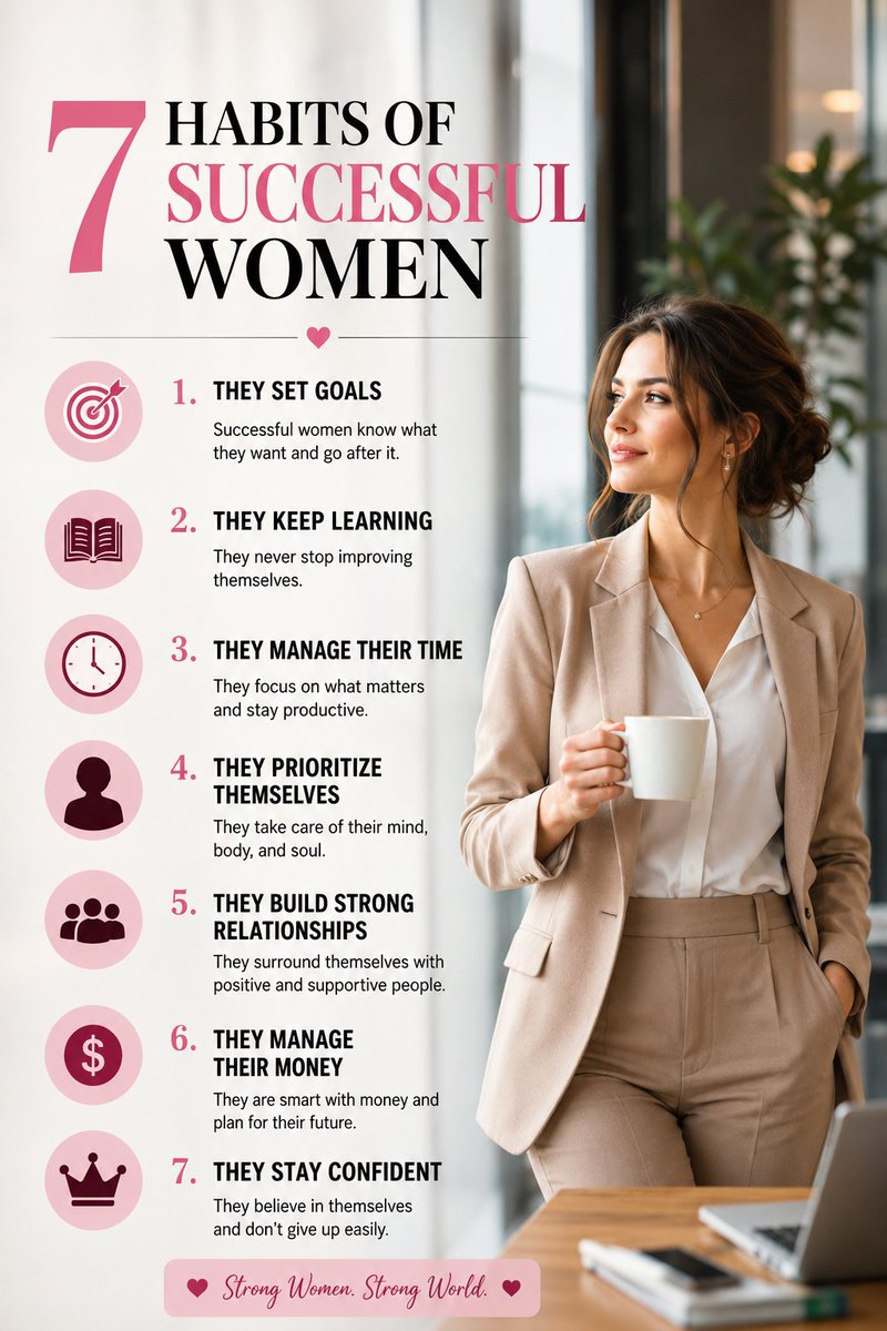 ElayraX's tweet photo. 7 Habits of successful women. https://t.co/LDQw26UiXI