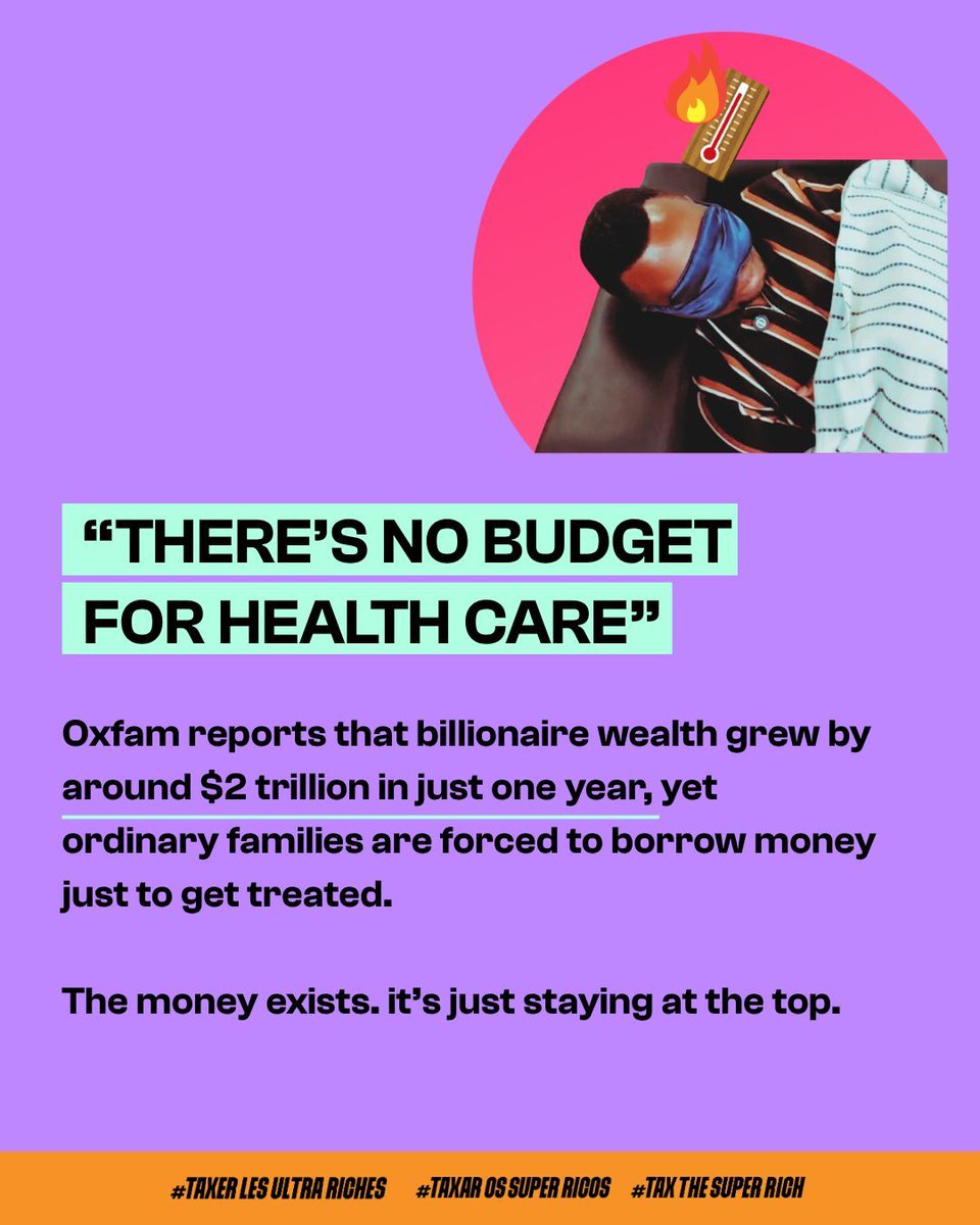 Oxfam's tweet photo. ⚽️While you're cheering from the #FIFAWorldCup stands, Team Billionaires is making $2,500 every second. Meanwhile, the person sitting next to you has to work their entire lifetime just to come close.
🎯Swipe to see why #TeamPeople is calling to #TaxTheSuperRich. 🥅 https://t.co/ENhDpzWefy