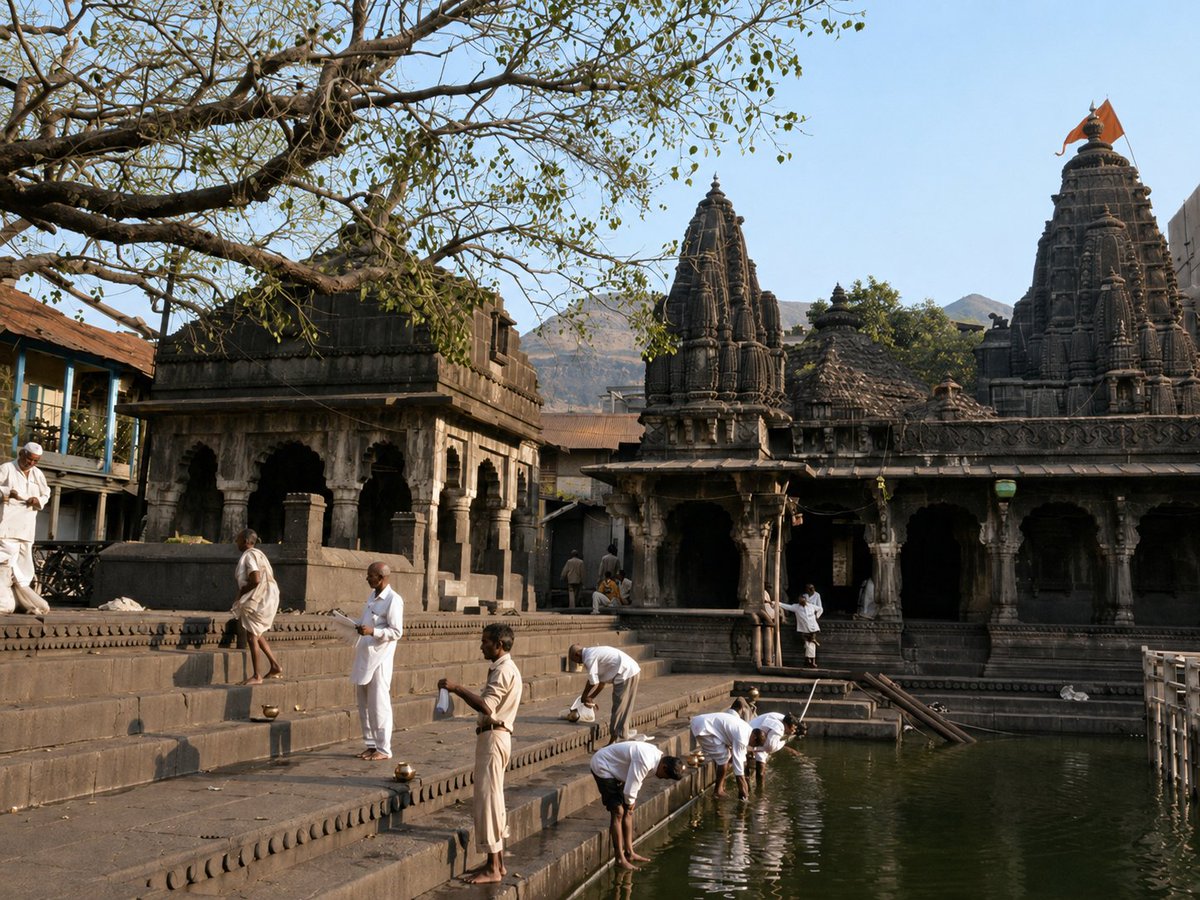 b0red_historian's tweet photo. Trimbakeshwar, Nashik. 1950s. Colourized. https://t.co/FbJkCyWmUf