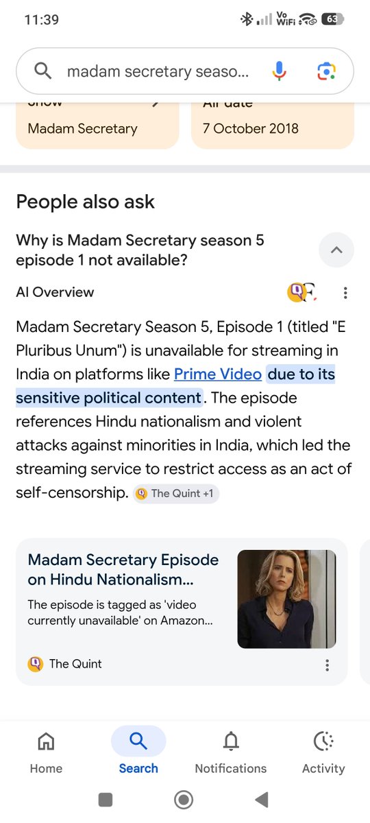 imshwetta's tweet photo. While watching 4 season of Madam Secretary I had a feeling it's Pro Pakistan, pro left &amp; anti Russia

But in search of missing Episode 1 of season 5

This information just confirms my doubt

Subtle way of creating narratives

Hollywood is ultra left
US is run by deep state https://t.co/AdRZKyX3Cc