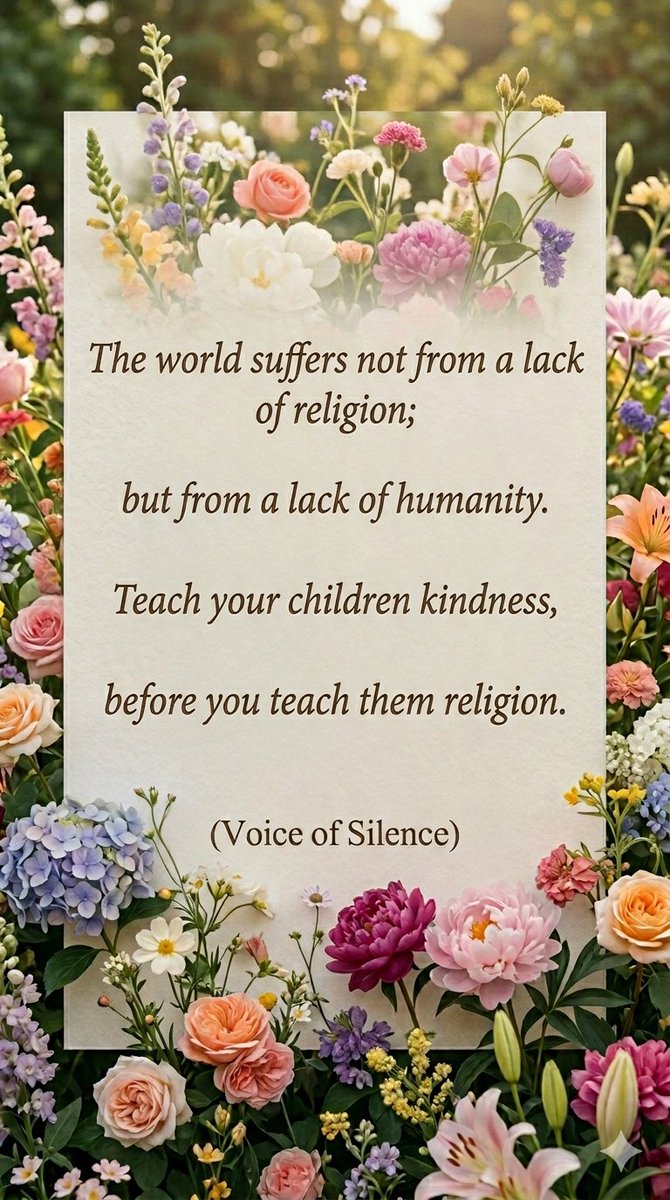 Justice_Seeker5's tweet photo. The world does not suffer from a lack of religion; it suffers from a lack of humanity. Teach your children to be kind before you teach them to be religious. https://t.co/JfdNOGDvZL