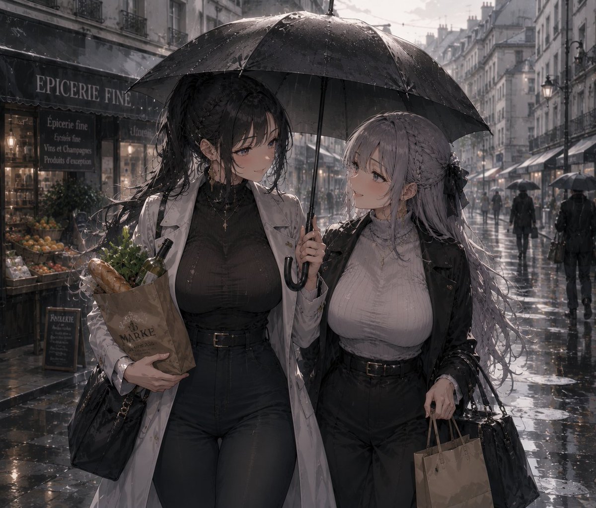 CoreAce's tweet photo. #AIイラスト 
雨の中 https://t.co/FzmpYiAZMW