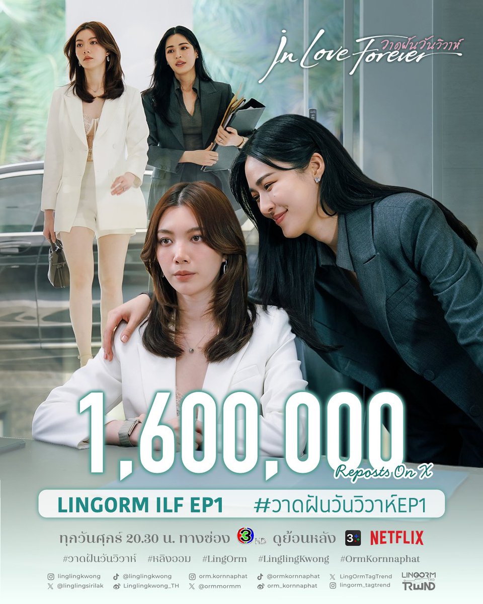 LingOrmTagTrend's tweet photo. 🎉Congratulations to LingOrm For 1.6M Reposts on X💜

LINGORM ILF EP1
#วาดฝันวันวิวาห์EP1

นี่แหละ นี่แหละ นี่แหละ!!!! 1.6M แล้วแม่ เอเนอจี้ดีมากกกกกกกก
สมกับเปิดต้อนรับ EP1 หนทางยังอีกยาวไกล มุ่งสู่ 1.7M กันค่าาาาา 

จะเอา 2MMMMMMMMMMMMMMMMMMMMM

#LingOrm #หลิงออม https://t.co/BIyXGByNG8