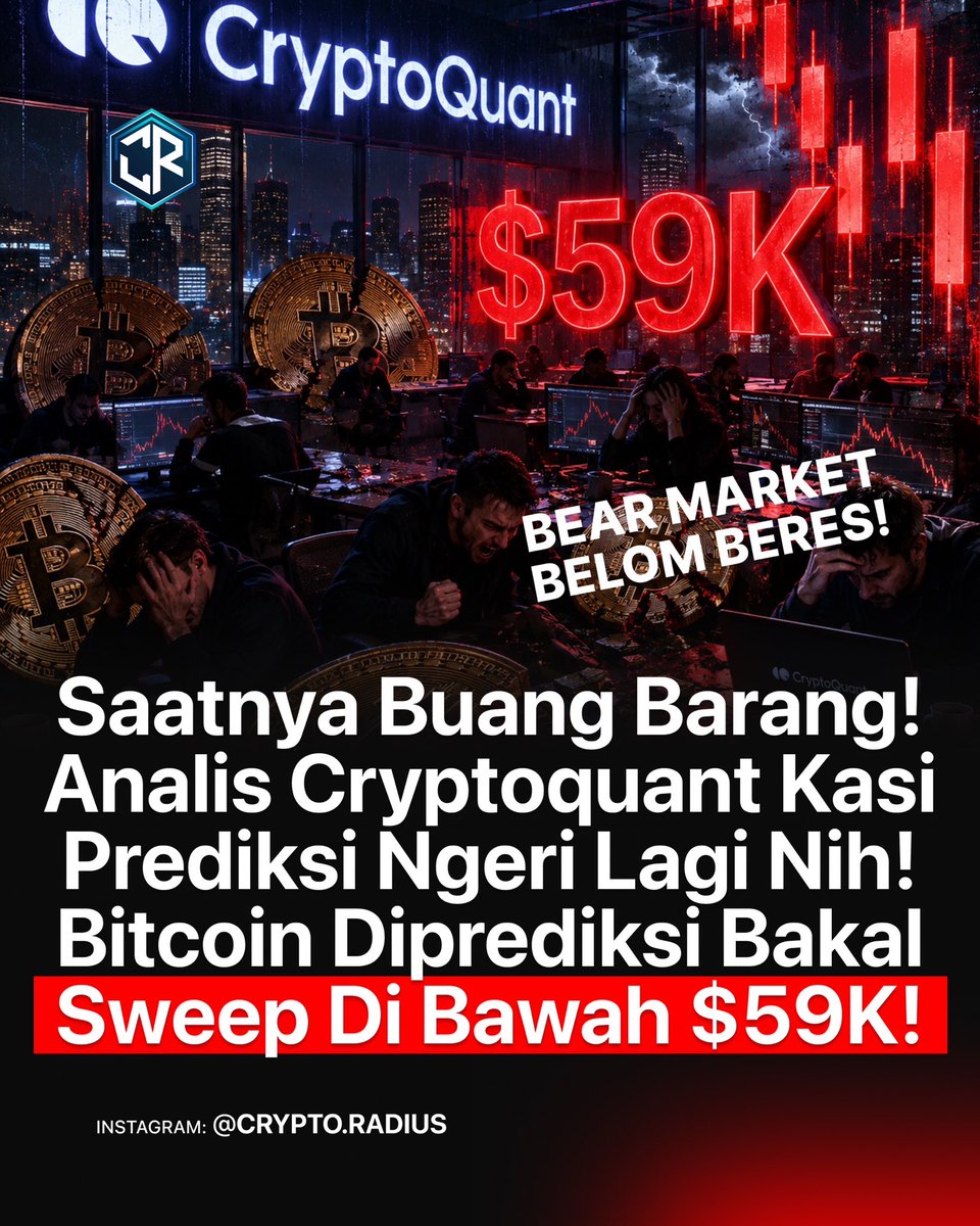 CryptoRadiusID's tweet photo. CryptoQuant kembali bikin pasar was-was! Data terbaru menunjukkan adanya potensi liquidity sweep ke area bawah $59.000, membuat banyak trader mulai bersiap menghadapi skenario koreksi lanjutan. 

#bitcoin #crypto https://t.co/ZZad7BVzpR
