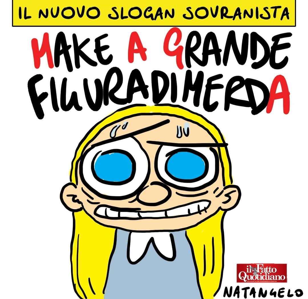 NatangeloM's tweet photo. Sempre più maga - la mia vignetta per la prima pagina de Il Fatto Quotidiano oggi in edicola!

#meloni #trump #satira #vignetta #natangelo https://t.co/sPxJh2P5EN