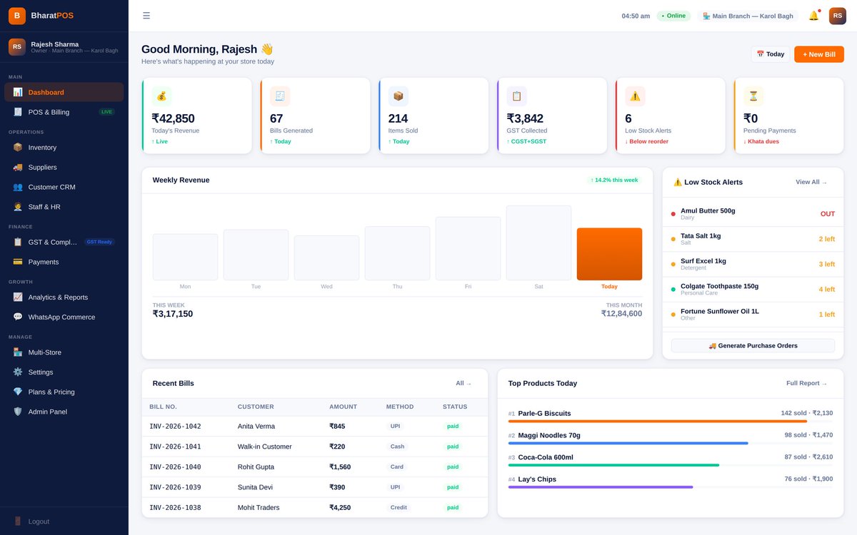 vkp_00's tweet photo. 1/7
Most retail software falls into two extremes.
Either too complex for a business owner to actually use, or too simple to run a real business on.
I built something in between. Here's what's actually in it. 🧵 https://t.co/pvrdioMxMP