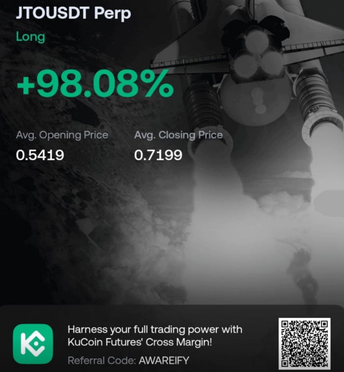 AwareifyCrypto's tweet photo. solana:jtojtomepa8beP8AuQc6eXt5FriJwfFMwQx2v2f9mCL main trade still ongoing https://t.co/h9K1NJCRMa