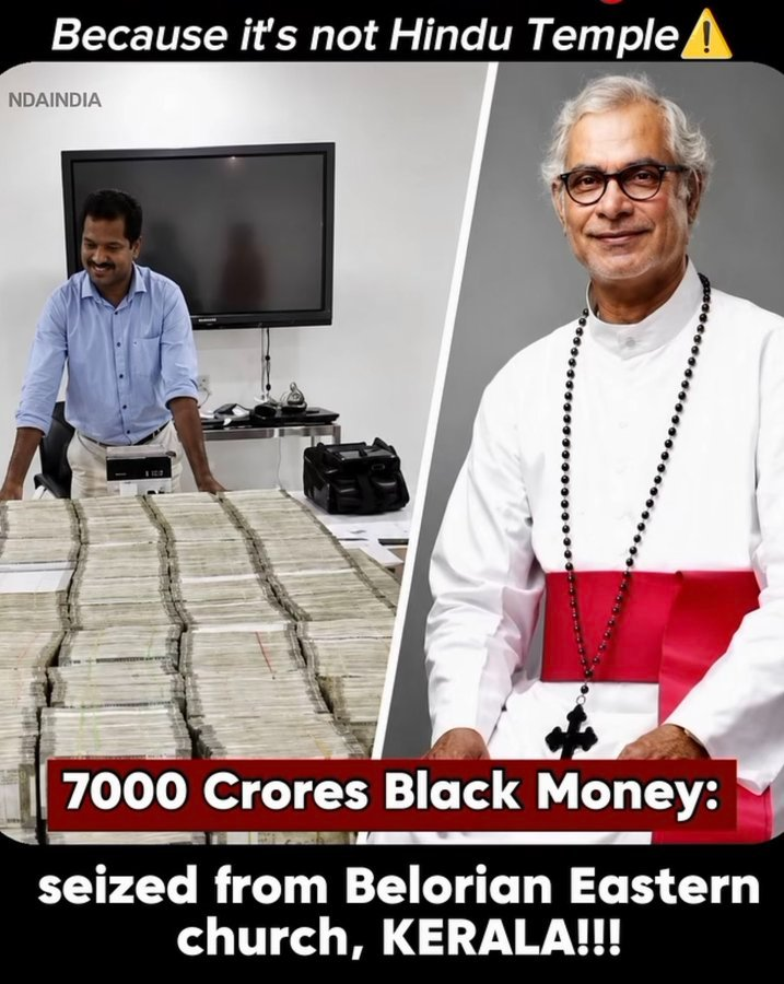 DaveKiscool's tweet photo. @IndicMatrix Worse, Indian Media is so hell-bent on tarnishing Ayodhya that they are running non-stop news about Ayodhya, which is a drop in a bucket compared to the 7000 crore black money from the Church in Kerala
@indiatvnews 
@ShivAroor @palkisu https://t.co/3ErnAS9ysU
