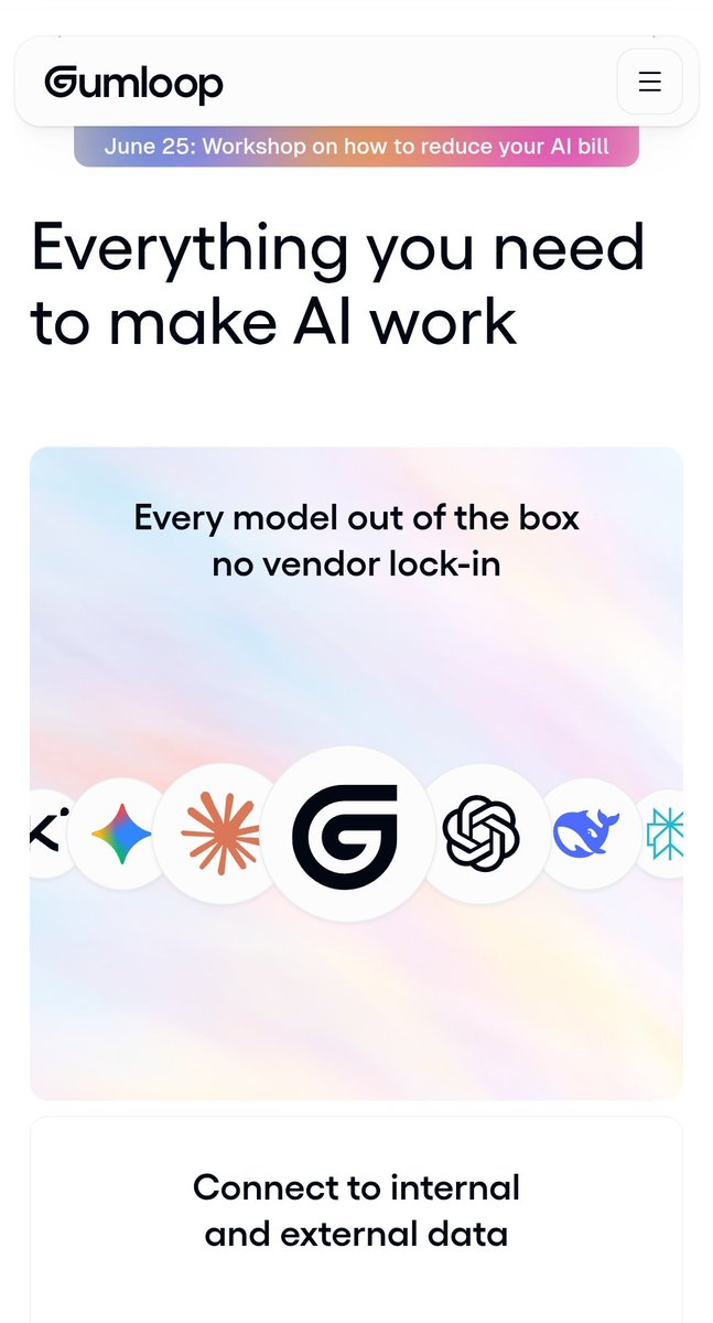freeprogrammers's tweet photo. #معرفی
#موقت
#AI

Gumloop 
رایگان ۷۲۰۰ کردیت میده با Claude 4.8 و GPT 5.5 و DeepSeek V4
ثبت‌نام با گوگل به راحتی و بعدش
همه سوالا رو جواب بده
Apify و Semrush و Reducto 
رو وصل کن
اسلک رو اسکیپ
نه کارت میخواد نه شماره نه چیز اضافه ،
ادرس سایت👇
https://t.co/ncN2toYe1x https://t.co/FCv13br4aJ