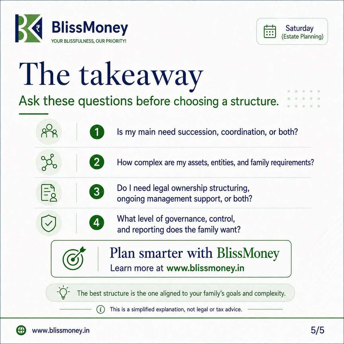 BlissmoneyL's tweet photo. Estate planning for wealthy families is about structure:
Private Trust: Best for asset protection &amp; clear succession. 
Family Office: Best for wealth governance &amp; tax coordination.
Plan smarter with BlissMoney: https://t.co/iUxoIFxDqp

#EstatePlanning #FamilyOffice #PrivateTrust https://t.co/0PWpd0qZeF
