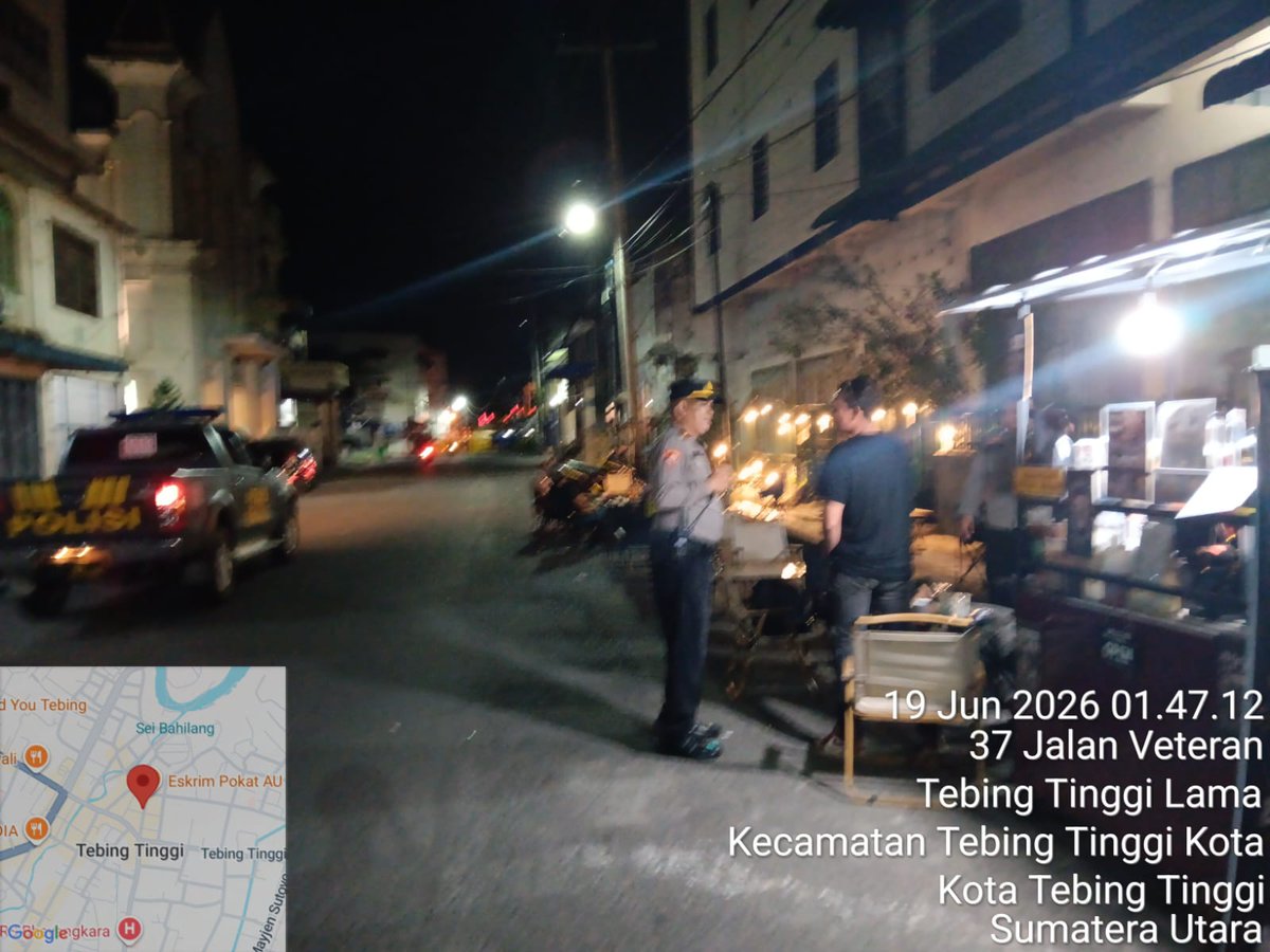 Humas_restinggi's tweet photo. Operator Call Center 110 Polres Tebing Tinggi pada pukul 01.26 WIB, tanggal 20 Juni 2026 menerima informasi dari masyarakat mengenai adanya suara musik keras yang mengganggu istirahat warga di Jalan Veteran, Kota Tebing Tinggi. https://t.co/v5yhiZDagp