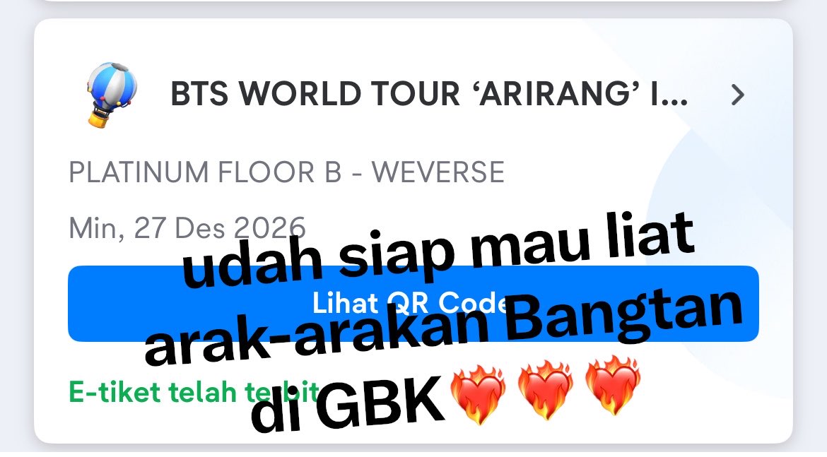 queenjh211's tweet photo. my dream wishlist came true🥹🥹💜💜
masyaallah terima kasih banyak udah kasih rezeki buat ketemu bangtan tahun ini😭😭
mudah-mudahan sehat &amp; ga ada kendala apapun sampai hari h🙏🏻🙏🏻🥹🥹 https://t.co/nllXvfJmfx