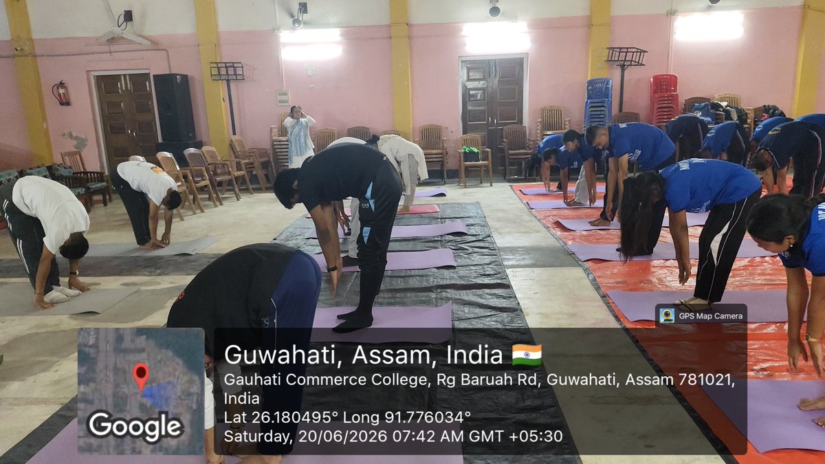 GCC_1962Assam's tweet photo. Gauhati Commerce College (A) NSS, NCC(1 Assam BN) and Red Ribbon Club observed the International Yoga Day on 20th June 2026 in association with Vivekananda Kendra, Kanyakumari, Assam Prant. https://t.co/E6TR4sB3v7