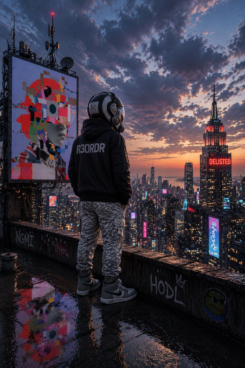 Oneblock_away's tweet photo. R333. You don’t chase the spotlight... you become it. @R3ORDR 

While the city flickers and forgets—your signal stays live, etched into skylines, projected beyond noise,
turning moments into screens and presence into legend.
Not chasing attention… but rewriting where it shines. https://t.co/OlahprzjXs