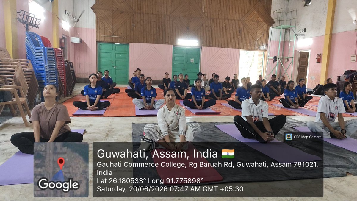 GCC_1962Assam's tweet photo. Gauhati Commerce College (A) NSS, NCC(1 Assam BN) and Red Ribbon Club observed the International Yoga Day on 20th June 2026 in association with Vivekananda Kendra, Kanyakumari, Assam Prant. https://t.co/E6TR4sB3v7