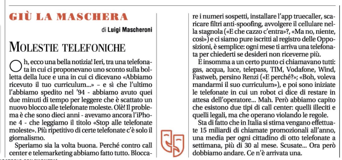 LuigiMascheroni's tweet photo. “Pronto? Buongiorno, la chiamo dal suo attuale fornitore. Il suo contratto luce sta per scadere e le aumenteranno le tariffe del 50%. Dobbiamo aggiornare la sua tariffa…” https://t.co/Vjm4blmy8r