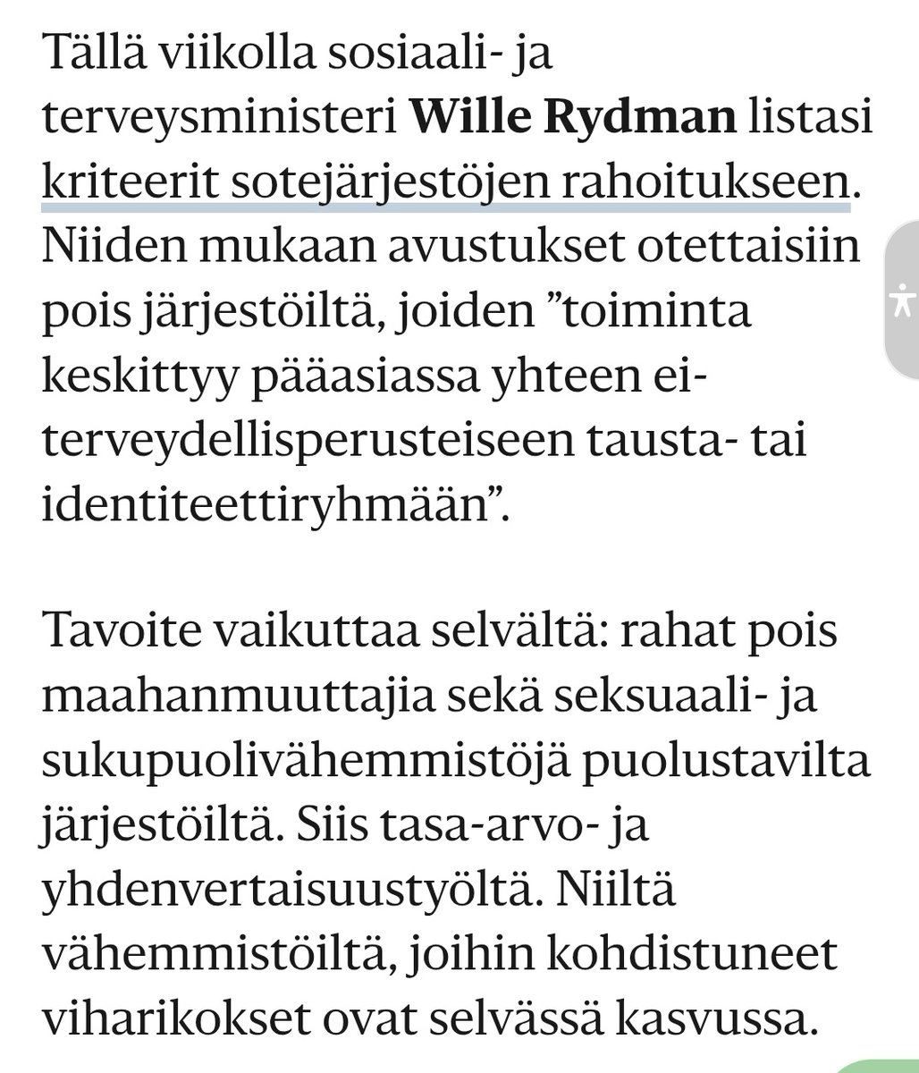 pihanurmi's tweet photo. Merkillistä vouhotusta tasa-arvosta HS toimittajalta.
Tiedoksi: Suomi on jo niin tasa-arvoinen maa kuin olla ja voi. Perustuslaki antaa kaikille samat perusoikeudet. Yhdenvertaisuuslaki kieltää syrjinnän laajasti.
Tasa-arvolaki keskittyy erityisesti sukupuolten tasa-arvoon.
Näiden lisäksi monet muut lait, kuten varhaiskasvatus-, koulutus-, sosiaaliturva- ja työelämää koskevat lait, sisältävät tasa-arvoa ja yhdenvertaisuutta vahvistavia säännöksiä.
Tasa-arvoa ei myöskään voi mitata rikostilastoihin tuijottamalla. Suomessa miehet joutuvat naisia useammin väkivallan uhreiksi. Missä tasa-arvomarssit miesten puolesta ja miljoona-avustukset miesten tasa-arvoa edistäville yhdistyksille?
Entä täydellinen tasa-arvo? Se on utopiaa.  Joillakuilla on aina yhteiskunnassa enemmän valtaa kuin toisilla. Joku on aina alisteisessa asemassa suhteessa toiseen. Opettajana en voinut sooloilla omiani, vaan jouduin tekemään sitä, mitä valta-asemassa ylemmällä tasolla olevat olivat päättäneet. Ei väliä vaikka inkluusio ja lukujärjestyksettömyys olisivat omasta mielestäni vaikuttaneet kuinka pöhköiltä tahansa. Opiskelijani taas joutuivat opiskelemaan minun sääntöjeni mukaan. Varmasti joku pahoittikin mielensä - tasa-arvon nimessä - kun en vaikkapa sallinut rukoilua luokkatiloissa.
Koska täydellinen tasa-arvo on utopiaa, sillä on mahdollista rahastaa. Maailman tappiin. Aina nimittäin joku kokee tulleensa syrjityksi, leimatuksi tai alistetuksi.
Rahastusta edistää, kun tasa-arvon puutteesta jatkuvasti vouhotetaan.
https://t.co/4XKcY8b7J9