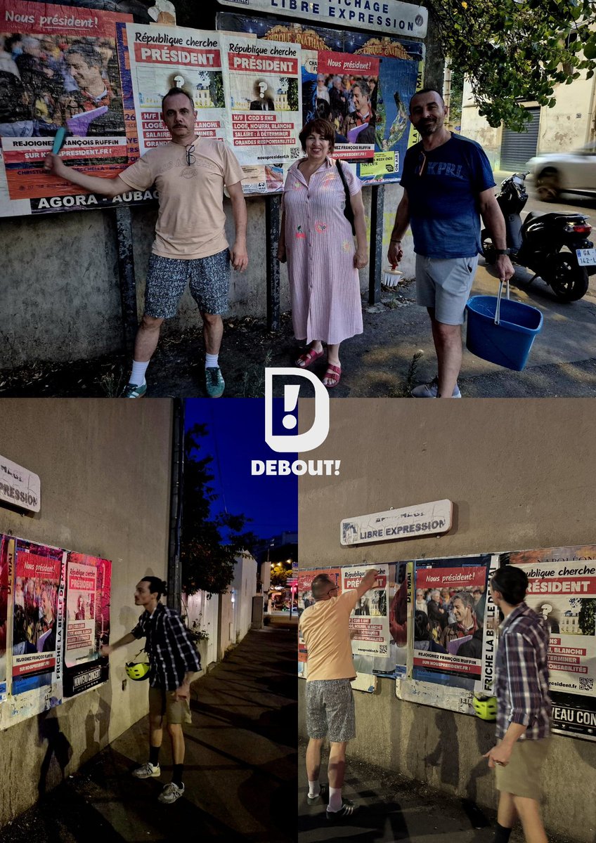 street_herve's tweet photo. Il était tard et pourtant, personne ne regardait l'heure. Quand on croit en une idée, on trouve toujours l'énergie. Belle nuit de collage avec les militants @debout_fr  pour @Francois_Ruffin 2027

@Un_Autre_Chemin https://t.co/YnBZNIhwwa