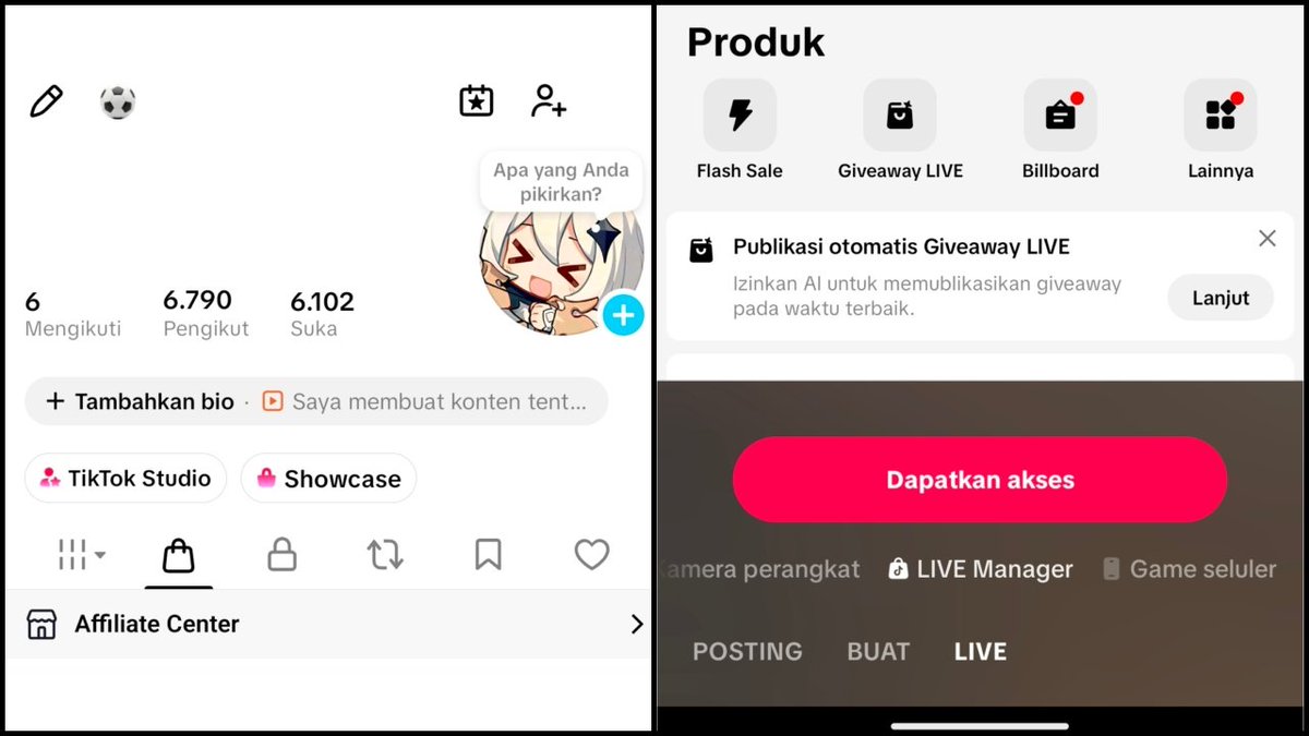 cerynes's tweet photo. w–ts acc tiktok affiliate live on

x  affiliate on 
x  followers real
x  bisa req ganti email 
x  live on (perangkat, game)
x  akun y25

💰 210k

1 #zonauang https://t.co/5GoxdKZakk