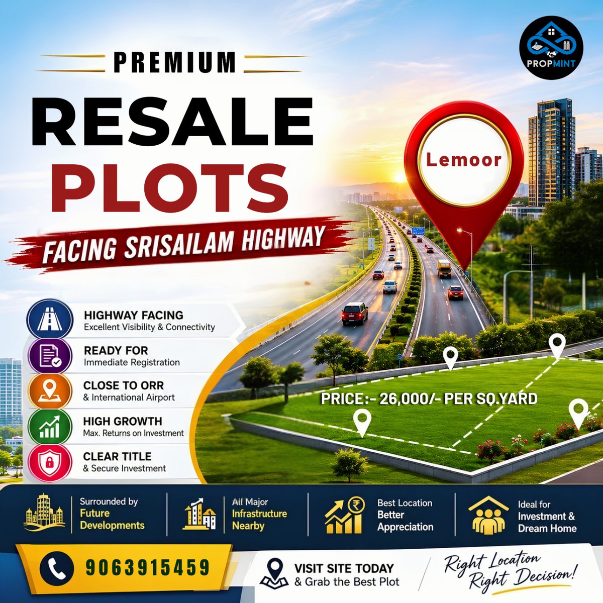 propmint75807's tweet photo. Follow for More Updates: https://t.co/BkBnwUMedv
Premium Resale Plots Available
📍 Lemoor, Srisailam Highway

✅ HMDA &amp; RERA Approved
✅ Gated Community Living

📞 Investment Advice:9063915459
💬 WhatsApp:https://t.co/Om2Zg1DRSx

#propmintreality #Tukkuguda #SrisailamHighway https://t.co/6K6U0PaQpB