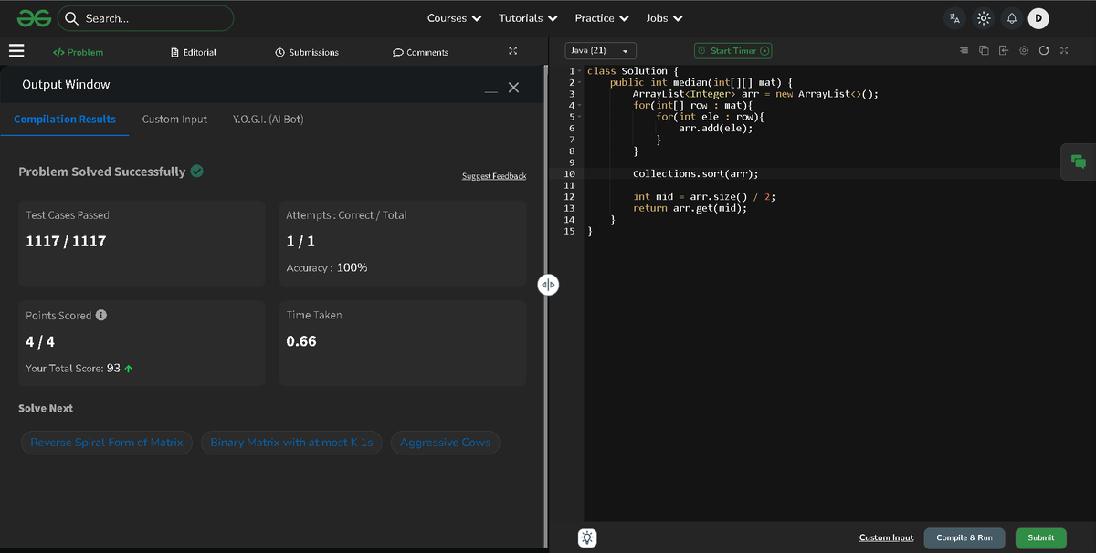 Darshan2042's tweet photo. 📅Day 20/45 of #SDESheetChallenge @takeUforward_
@striver_79
--------Today's Topic: Binary Search --------
-The N-th root of an integer 
-Matrix Median
-Single element in sorted array
-Search element in a sorted and rotated array
Consistent. 🔥
#DSA #Java #BinarySearch #LeetCode https://t.co/DbOz3NniV4
