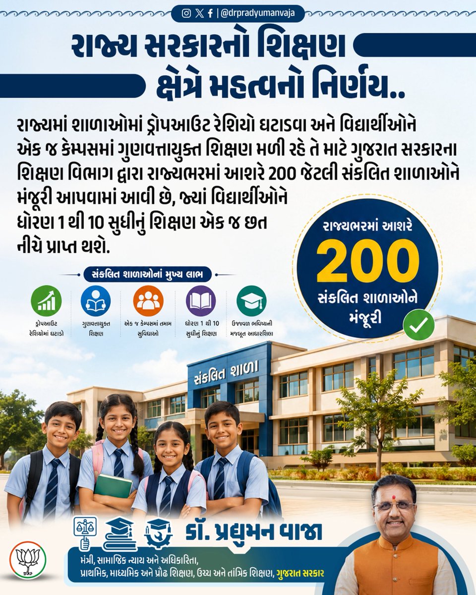 drpradyumanvaja's tweet photo. રાજ્ય સરકારનો શિક્ષણ ક્ષેત્રે મહત્વનો નિર્ણય..

@CMOGuj l @PMOIndia l @InfoGujarat https://t.co/QLAy3OSK6C